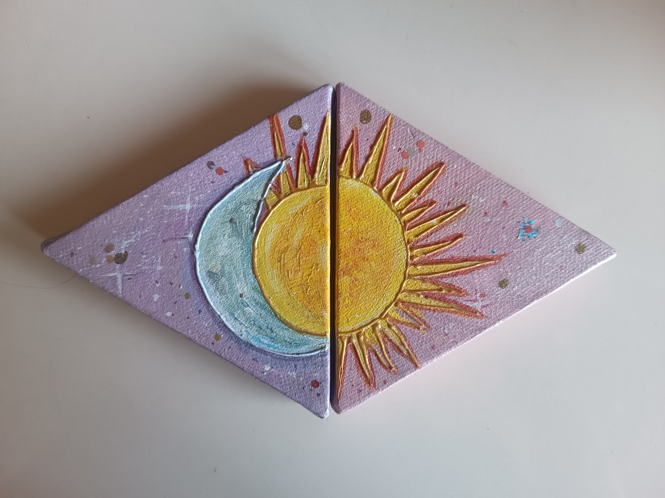 Mini Acrylic Painting- Celestial✨ Sun Moon Pair