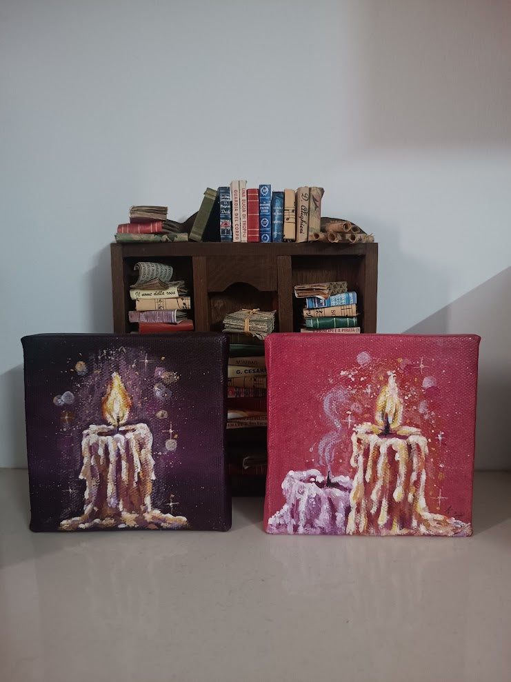 Miniature Candle Acrylic Paintings