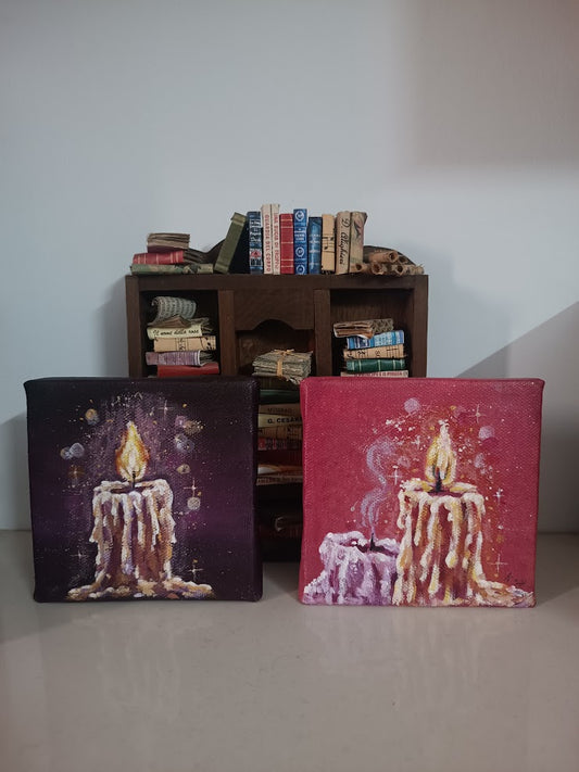 Miniature Candle Acrylic Paintings