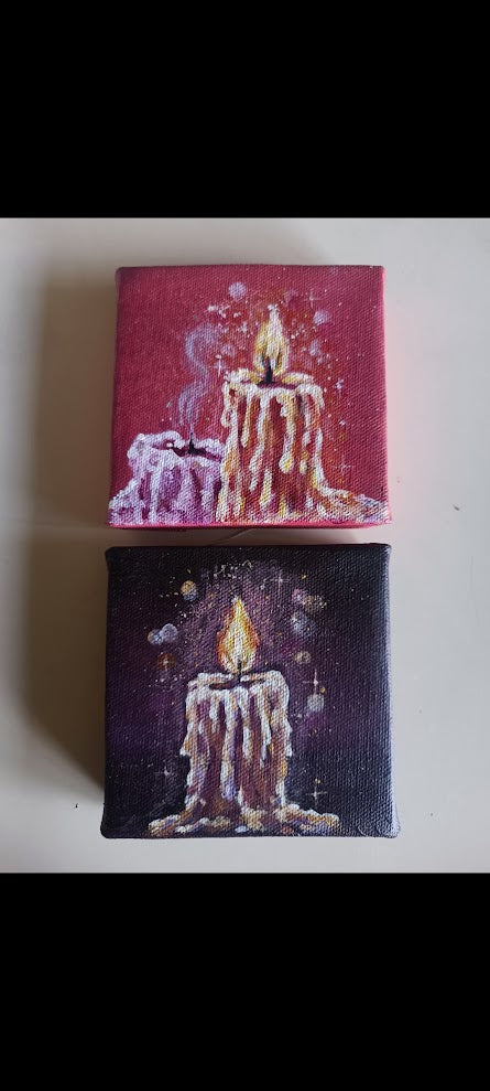 Miniature Candle Acrylic Paintings