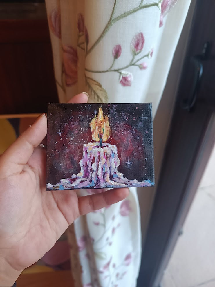 Mini Acrylic Painting- Confetti Candle