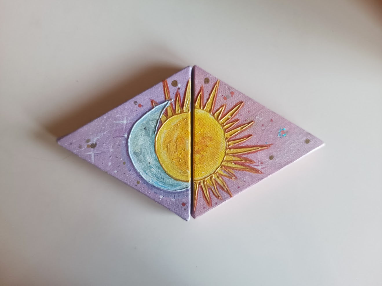 Mini Acrylic Painting- Celestial✨ Sun Moon Pair